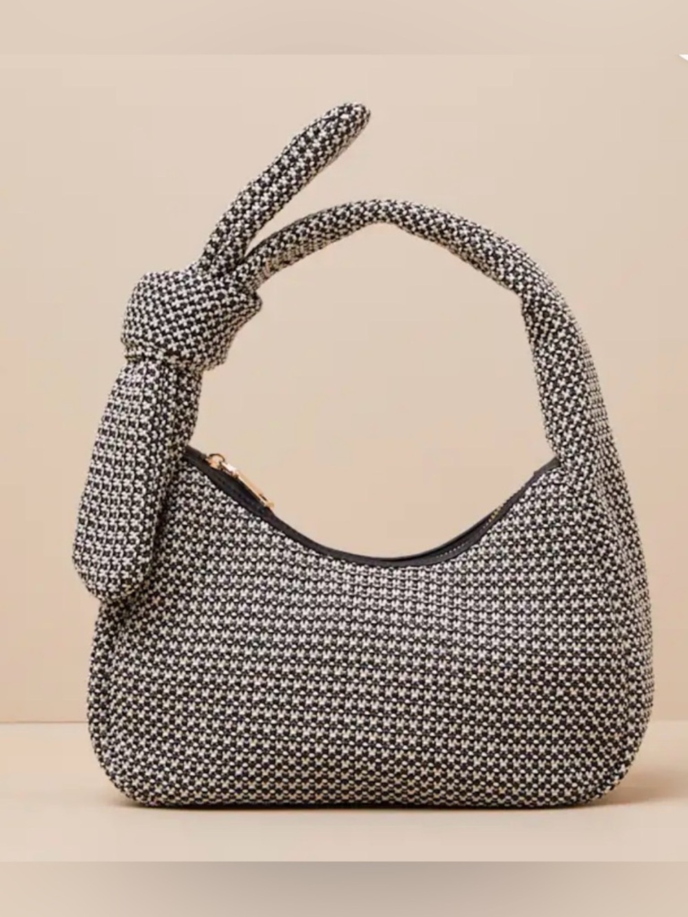 Lulus Black White Woven Knotted Handbag NWT Chic Mini Shoulder Bag